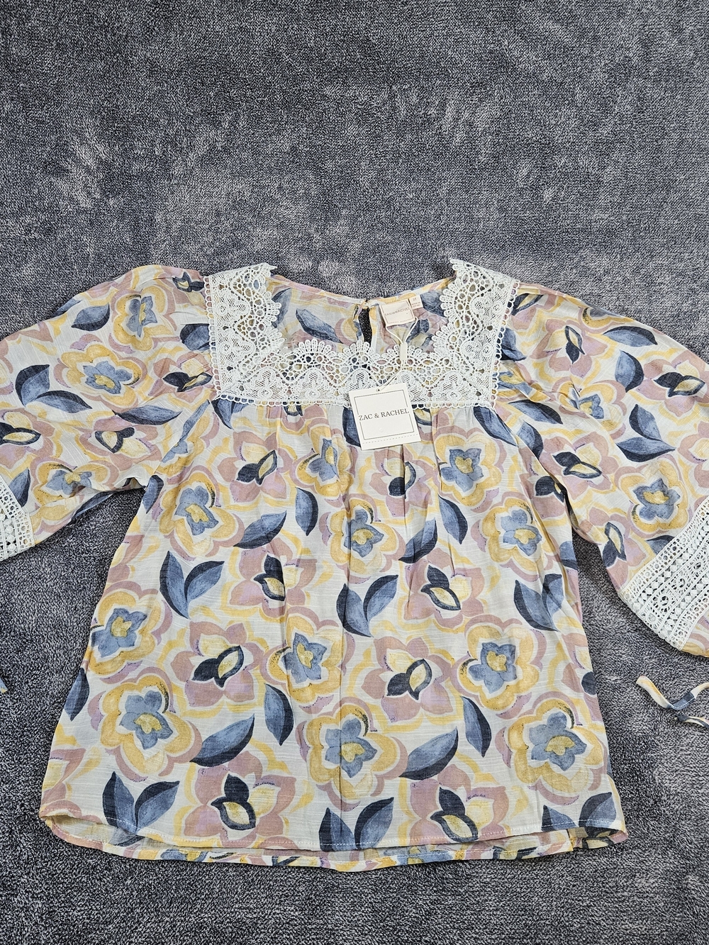 Zac & Rachel Pastel Floral Lace Yoke Dress - Pink, Yellow, Blue
